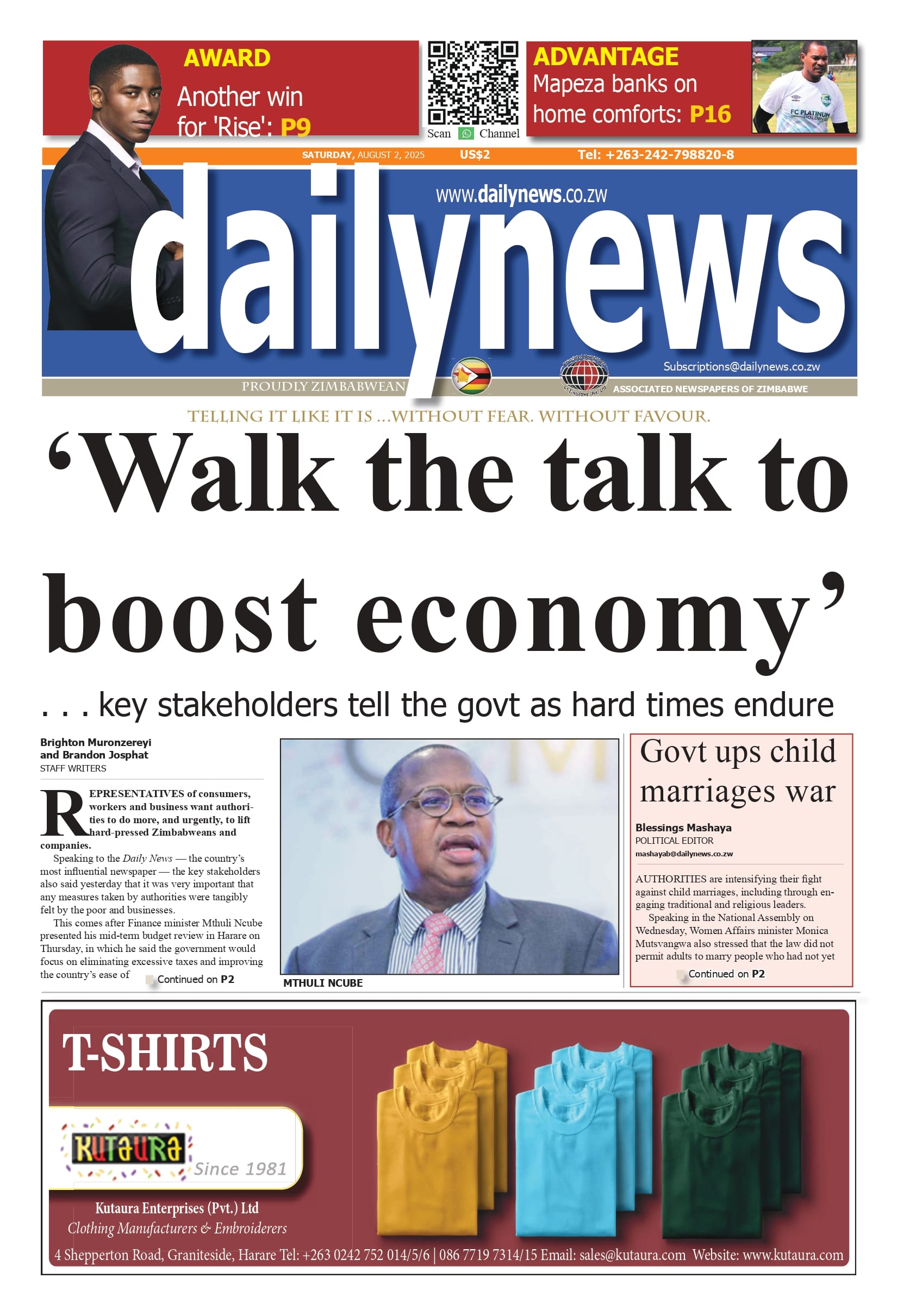 Saturday 2 August 2025