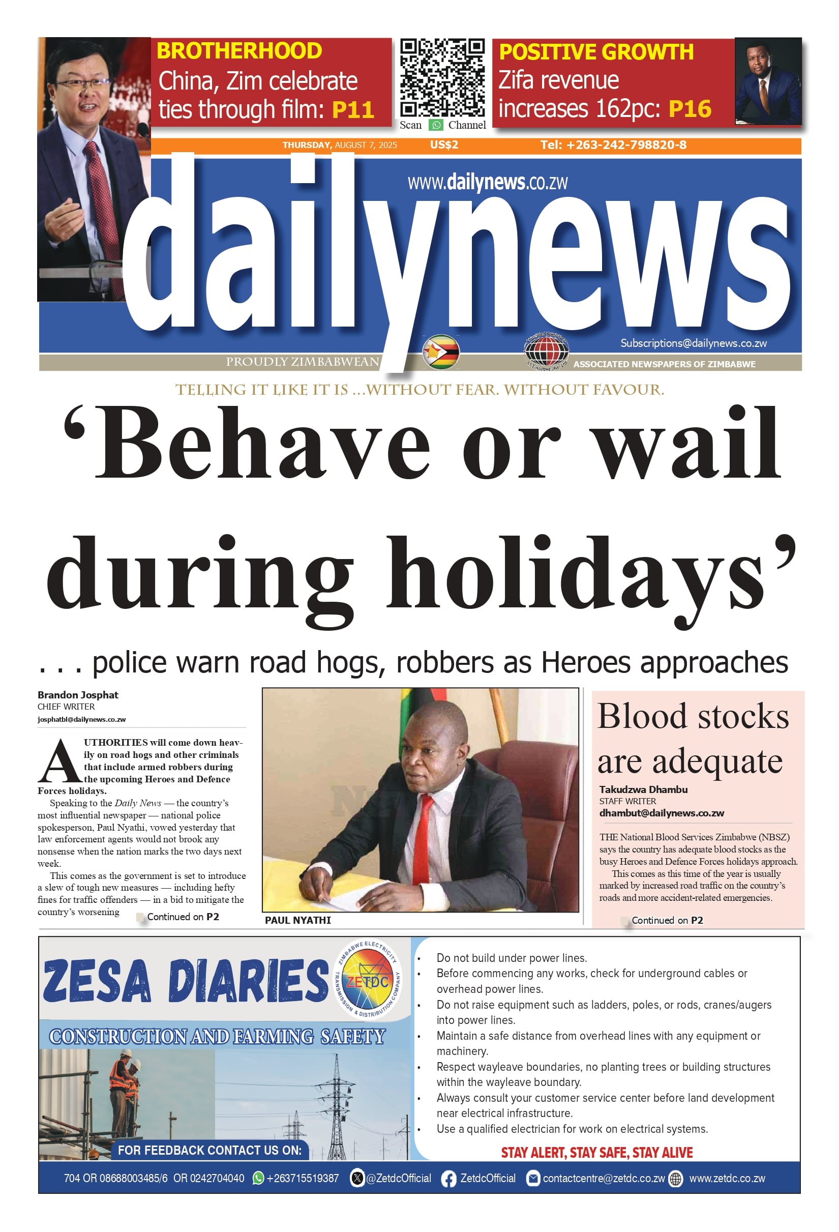 Thursday 7 August 2025