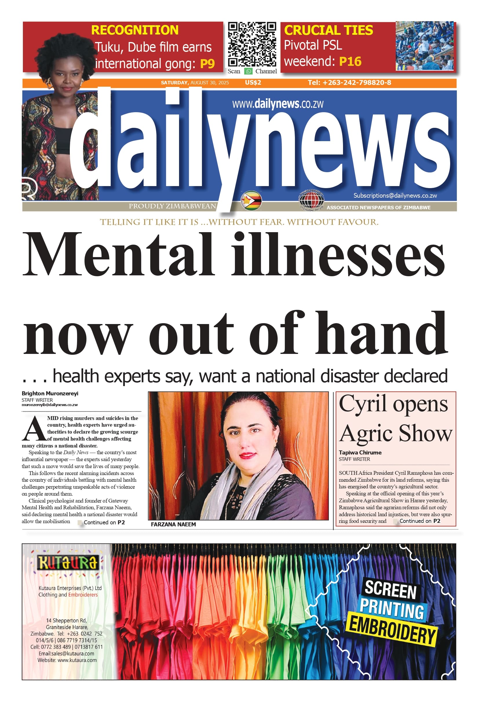 Saturday 30 August 2025